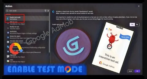 How to add FAKE ADS on GDevelop ! TEST MODE !