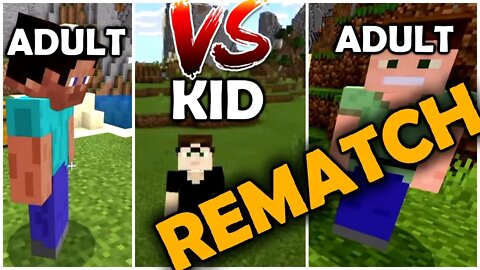 REMATCH: SPEEDRUNNER (kid) vs 2 HUNTERS (adults) - Minecraft Manhunt - Windows 10 Bedrock - BASEMENT