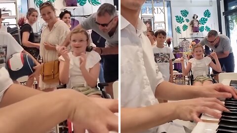 Girl In Wheelchair Moved By Piano Performance