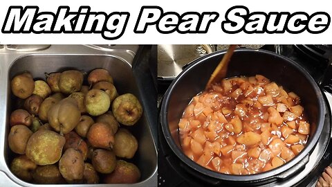 Making pear sauce from our own pear tree