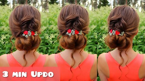 3 Minutes Updo Without Braiding | Easy Updo Hairstyle for Long Hair | How to Braid Own Hair