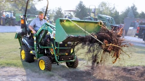 CHEAP & EASY! Deere 1025R with Toothbar RIPPING Out Stumps, Cost Effective Removal!