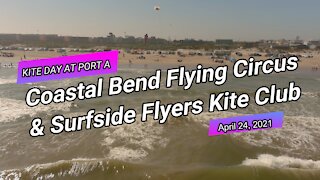 A Drone View of Kite Day at Port Aransas with Coastal Bend Flying Circus & Surfside Flyers Kite Club