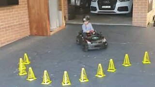 This five-year-old is a drifting expert