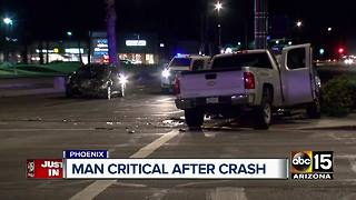 Man in critical condition after crash in Phoenix