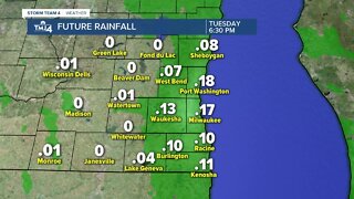 More scattered showers Tuesday