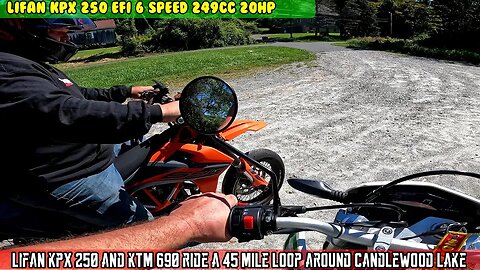 PT8 Lifan KPX250 and KTM 690 do a ride, 45 mile loop around Candlewood lake in Connecticut