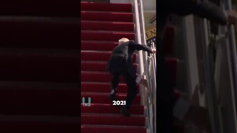 Biden should not be taking the stairs. He should be riding up them!