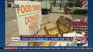 Food drive today at 2 Works for You