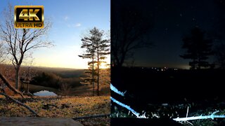 4K Mountain Side Pond Sunset and Starlapse Moonlapse with Cows