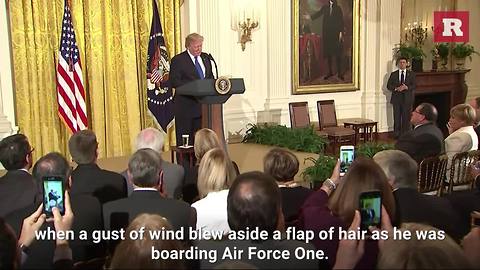 Trump admits he tries very hard to hide his bald spot | Rare Media