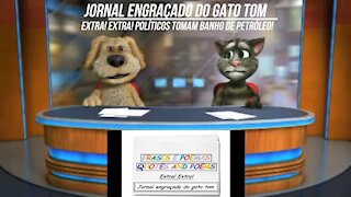 Jornal engraçado do gato tom: Políticos tomam banho de petróleo! [Frases e Poemas]