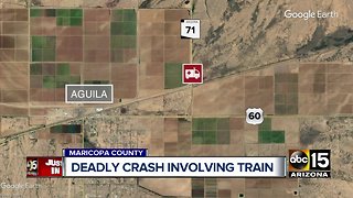 One person dead after car struck by train near Aguila