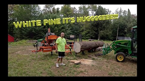 Huge White Pine Log on Woodmizer - The Base Log