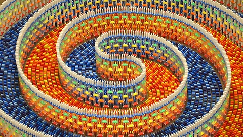 The amazing triple spiral of 15,000 dominoes
