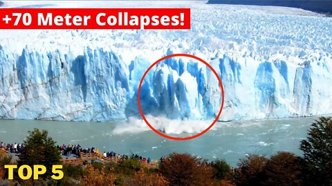 5 GIANT +70 Meter Glacier Wall Collapses