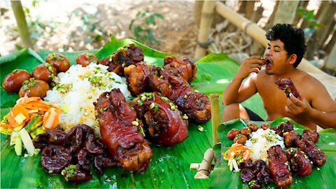 Steam Pig Legs And Eggs With Rice