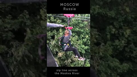 Zip line across the Moskva River, Moscow, Russia #shorts