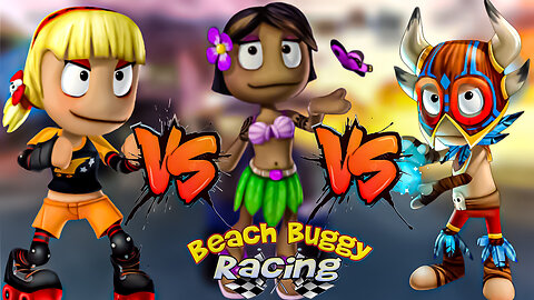 "Roxie Roller, Leilani, and Oog Oog Heat Up the Beach in Buggy Racing Showdown!"