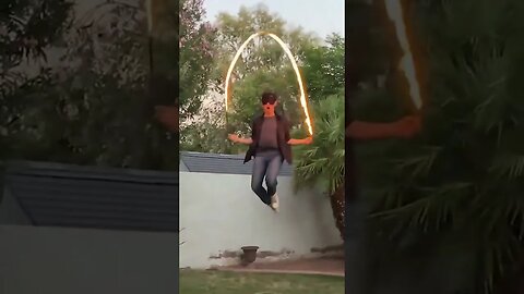 Mind-Blowing Jumprope Fire Levitation Trick #shorts