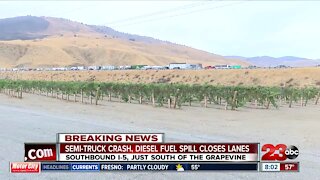 Crash causes lane closures, diesel fuel spill on southbound I-5