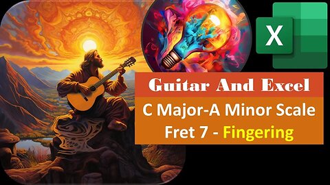 C Major - A Minor Scale Fret 7 Intervals 2380 Guitar & Excel