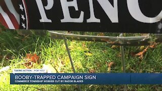Booby-trapped campaign sign injures county worker