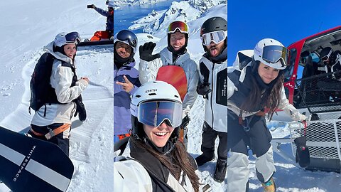 Nina Dobrev In Antartica Ice Skating With Shaun White