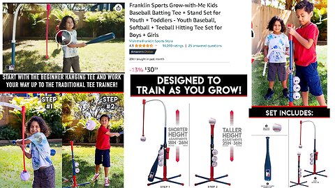 Franklin Sports Grow with Me Kids Baseball | Amazon Link https://amzn.to/3N5cbdp