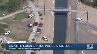 Car goes into canal during police shootout in Glendale