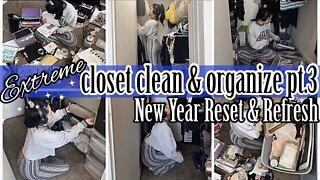 *NEW* DISASTER BEDROOM CLOSET NEW YEAR RESET & REFRESH 2022 PT.3💙| EXTREME ORGANIZATION | ez tingz