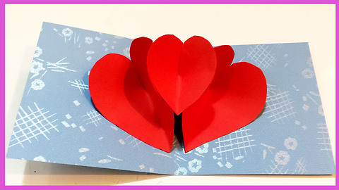 How To Make Hearts Card - 3 Hearts Pop Up Cards - Bee DIY