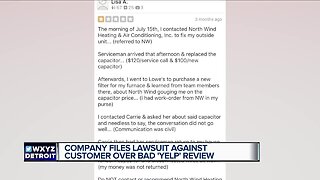 Company sues Macomb County woman for leaving bad review on Yelp