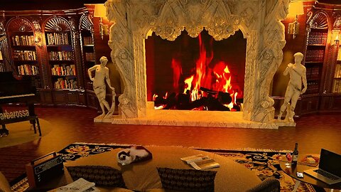 Ultimate Library Ambience ASMR 📖 | Relaxing Sounds of Crackling Fireplace, Rain & Jazz Piano Music