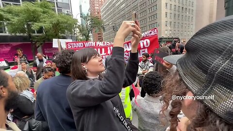 "All Out for Palestine" Rally Organizers Speak near NYC Israeli Consulate Day After Hamas Attack