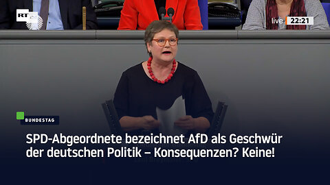SPD-Abgeordnete bezeichnet AfD als Geschwür der deutschen Politik – Konsequenzen? Keine!