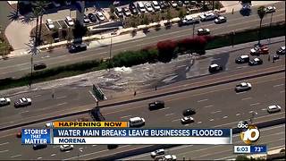 Businesses flooded from water main break damage