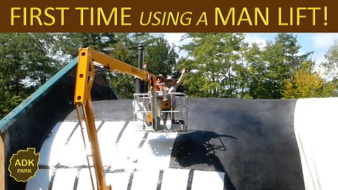 Using a Man Lift for the first time | Waterproofing our Concrete Dome Home