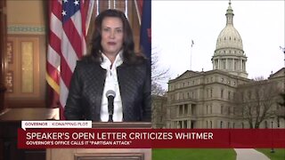 Speaker's open letter criticizes Governor Whitmer