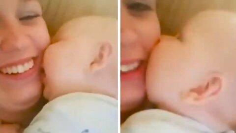 Baby Graceful starts kissing her Mommy's cheeks non-stop