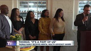 Thomas family receives mental health advocacy award