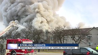 Massive fire forces dozens of families from homes in Sterling Heights