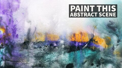 Abstract Watercolor Landscape Painted with Credit Card