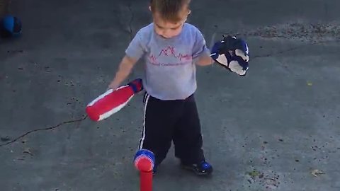 Funny Tot Boy Can’t Decide Whether He's Playing Offense Or Defense