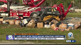 Truck hauling donations for Venezuela crashes on the Turnpike in Palm Beach County