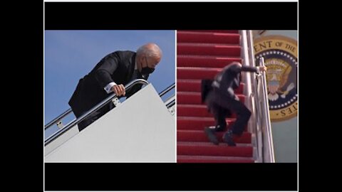 Joe Biden Fall Three Times Trying to Climb Stairs to Board Air Force One - 2021