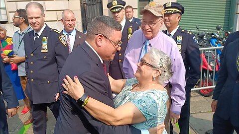 Outside NYPDnews nypdpc Edward Caban Swearing in Ceremony 7/17/23 hosted by NYCMayor NYCMayorsOffice