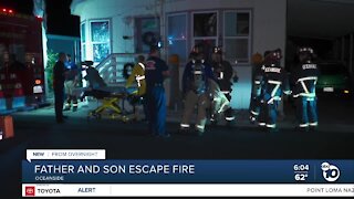 Father, son hospitalized after fire engulfs mobile home in Oceanside