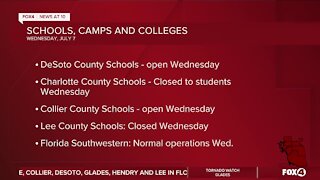 Openings and closures planned for tomorrow