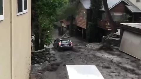 Urban Prius bobsledding in Burbank, California mud slide